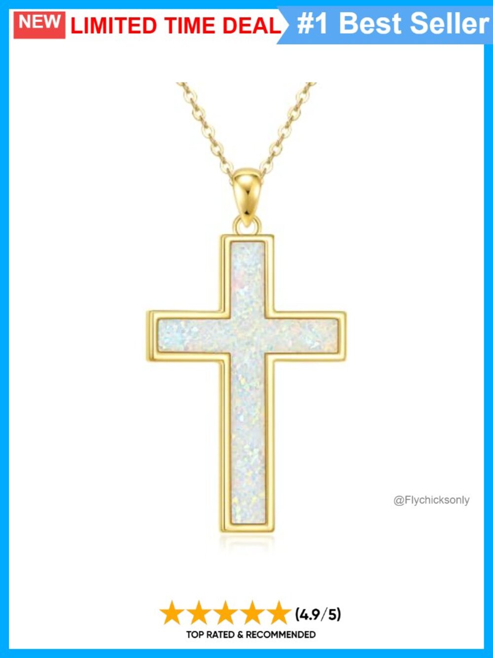 14K Gold Plated Opal Cross Pendant Necklace Christian Jewelry Gift
